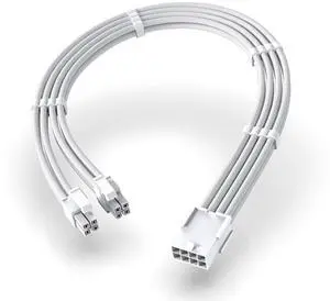 JVFYI 8-Pin Female to CPU 8-Pin (4+4) ATX 4 Pin Male Power Supply Adapter Extension Cable for Motherboard 11.8 inch (30 cm)-All White