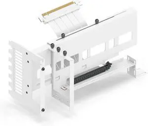 Vertical PCIe 4.0 GPU Mount Graphic Card Bracket, Video Card VGA Support Kit with PCIe 4.0 X16 Gen4 White Riser Cable 90 Degree Right Angle- White