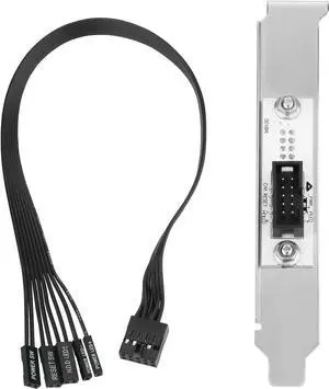 JVFYI PC Power Button Extension Cable with Full Height PCIe Bracket (30cm), 9 Pin Front Panel Header Adapter for PC Power Switch - for Standard-Sized Medium/Full Tower Case