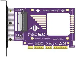 U.2 to PCIe 5.0 Adapter Card - 128Gbps Gen5 x4/x8/x16 Slot Compatible, Supports Multiple SSD Sizes with Tool-Free Installation