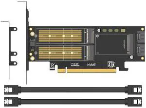 3-in-1 M.2 NVMe/SATA/mSATA to PCIe SATA Adapter Card - Aluminum PCIe 4.0/3.0 Converter