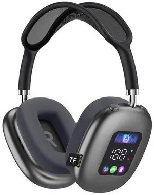 AKZ MAX600 RGB Headphones with LED Screen, Wireless Bluetooth Headset, Foldable Gaming Headphones with TF Card Reader, Digital Display, Noise Cancelling - Private Mold Design (Black) AKZ MAX600 RGB Headphones with LED Screen, Wireless Bluetooth Headset, Foldable Gaming Headphones with TF Card Reader, Digital Display, Noise Cancelling - Private Mold Design (Black)