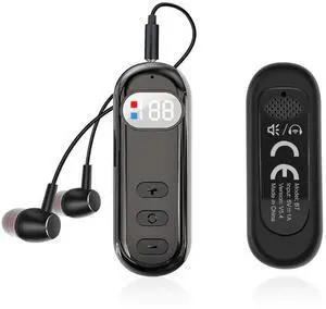 AKZ Q20 Clip-on Bluetooth Receiver & Speaker with LED Display, Car AUX Adapter, MicroSD/TF Card Playback, Dual Mode for Hands-Free Calls & Music