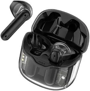 AKZ S22 Transparent Case TWS Bluetooth Earbuds, 2024 Wireless In-Ear Earphones with Clear Shell Design, 40H Playtime, Type-C Fast Charging, HiFi Stereo Sound for Sports Travel