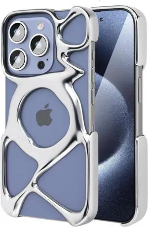 Angry miao AM Emptiness iPhone 15 Pro Max Case, Ultra-Light 23g Clear PC Case with Hollow Frame for Better Heat Dissipation, Metal-Like Finish, Shock-Resistant Protection, MagSafe Compatibl Angry miao AM Emptiness iPhone 15 Pro Max Case, Ultra-Light 23g Clear PC Case with Hollow Frame for Better Heat Dissipation, Metal-Like Finish, Shock-Resistant Protection, MagSafe Compatibl