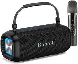 Portable Karaoke Machine, Bluetooth Speaker with Microphone, Three Echo Levels, Indoor and Outdoor Modes, IPX6, BT 5.3, Supports AUX, TF, USB