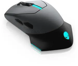Wired/Wireless Gaming Mouse AW610M - 16000 DPI Optical Sensor, 350 Hour Rechargeable Battery, 7 Buttons, 3-ZONE 16.8m AlienFX RGB Lighting, Ergonomic - Dark Side of the Moon