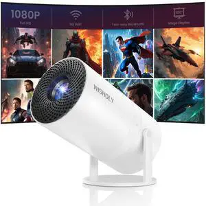 Mini Projector with WiFi and Bluetooth, Portable Movie Projector with 180° Rotatable, 1080P HD Supported, Auto Vertical Keystone, Compatible with Smartphone, TV Stick, Laptop, HDMI, USB