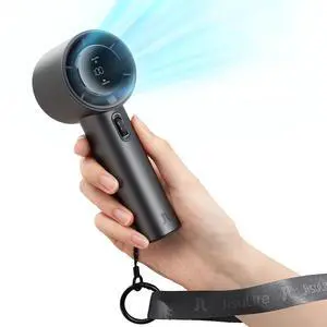 Handheld Fan Pro Series - Extreme Cooling Output: 1-100 Speed Scroll Wheel, Metal Body, Digital Display, 1.5H Fast Charge, 5000mAh-Portable Fan for Travel Outdoor, Gifts for Women Men(Grey)