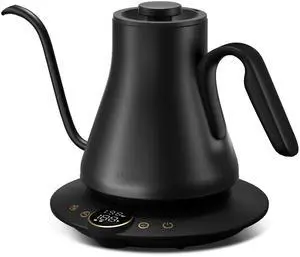 Gooseneck Electric Kettle with ±1 Temperature Control for Pour Over Coffee & Tea, Quick Heating, BPA-Free Stainless Steel, Built-in Brew Timer, 1500W/0.9L (Ebony Black) Gooseneck Electric Kettle with ±1 Temperature Control for Pour Over Coffee & Tea, Quick Heating, BPA-Free Stainless Steel, Built-in Brew Timer, 1500W/0.9L (Ebony Black)