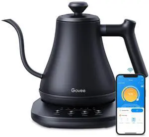 Smart Electric Kettle, WiFi Variable Temperature Gooseneck Pour Over Kettle and Tea Kettle, Alexa Control, 1200W Quick Heating, 100% Stainless Steel, 0.8L, Matte Black