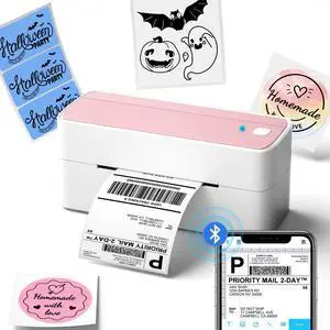 Bluetooth Thermal Label Printer, 241BT 4X6 Wireless Shipping Labels Printer for Small Business, Pink Label Printers for Shipping Package, Compatible with iPhone, Android, Amazon, Shopify, USPS