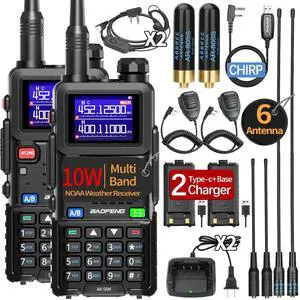Radio Ham Radio Long Range AR-5RM 10W Handheld NOAA Emergency Weather Radio 999CH Rechargeable Walkie Talkies with Programming Cable,USB-C Charging for Survival Gear Hunting Camping,2 Pack