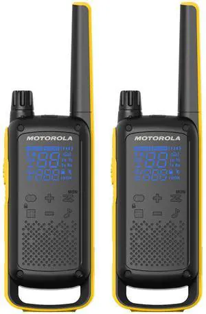 Motorola T470 Talkabout Two Way Radios, Long Range Emergency Rechargeable Waterproof Walkie Talkies 22 Channel, 35 Mile outdoor Black Yellow, 2 Pack