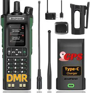 Ham Radio  DM32 DMR Radio Handheld Rechargeable Walkie Talkies Long Range DM32UV 5RM Two Way Radio NOAA Weather Radio with GPS, Copy Frequency 2500mAh Battery USB-C Charging with Radio Holster