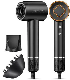 Hair Dryer, 150000 RPM High-Speed Brushless Motor Negative Ionic Blow Dryer for Fast Drying, Low Noise Thermo-Control Hair-Dryer-with-Diffuser and Nozzle