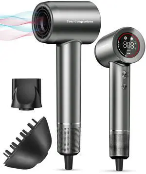 Hair Dryer - Negative Ionic Blow Dryer with 150000 RPM High Speed Brushless Motor for Fast Drying, Low Noise, HD Display Hair Dryer with Diffuser and Nozzle, 5 Temps & 2 Speeds Hair Dryer - Negative Ionic Blow Dryer with 150000 RPM High Speed Brushless Motor for Fast Drying, Low Noise, HD Display Hair Dryer with Diffuser and Nozzle, 5 Temps & 2 Speeds