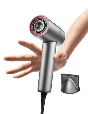 Ionic Hair Dryer for Women, Professional Blow Dryer with 110000 RPM Brushless Motor for Fast Drying, Travel Lightweight  Hairdryer, Low Noise, 4 Temps & 3 Speeds for Man, Silver