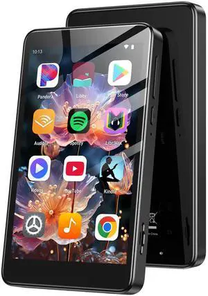 96GB MP3 Player with Bluetooth and WiFi, T08X 4'' Android 14 MP4 Music Player with Spotify, Audible, APP Store, Up to 1TB, Black