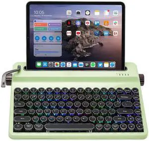 QL75 Wireless Typewriter Hot Swap Retro Mechanical Keyboard,Punk Round Keycaps,RGB Backlit QMK/VIA Programmable, Multi-Device Keyboard with 2.4GHz/Type-C/BT5.0 (Green, Cocoa Cream V2 Switch)