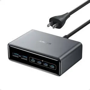 Prime Charger, 200W 6-Port GaN Charging Station, USB-C PD Fast Charging Desktop Charger, Compatible with iPhone, Samsung, MacBook, Dell and More