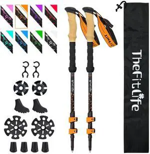 Carbon Fiber Trekking Poles  Collapsible and Telescopic Walking Sticks with Natural Cork Handle and Extended EVA Grips, Ultralight Nordic Hiking Poles for Backpacking Camping Carbon Fiber Trekking Poles  Collapsible and Telescopic Walking Sticks with Natural Cork Handle and Extended EVA Grips, Ultralight Nordic Hiking Poles for Backpacking Camping