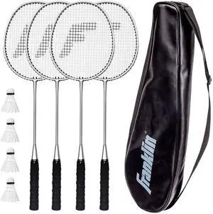 Badminton Racket and Shuttlecock Set - Includes (4) Rackets, (4) Shuttlecocks with Carry Bag