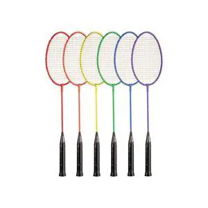 26" Single Shaft Badminton Racket with Braided Nylon Strings (Set of 6) - Multiple Colors - For All Skill Levels