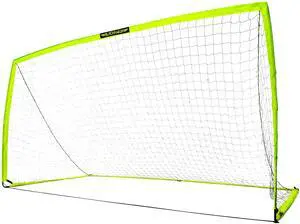 Franklin Sports Blackhawk Backyard Soccer Goal - Portable Kids Soccer Net - Pop Up Folding Indoor + Outdoor Goals - 12' x 6' - Optic Yellow