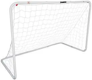 Competition Soccer Goal - Steel Backyard Soccer Goal with All Weather Net - Includes 6 Ground Stakes - 6'x4' - Silver