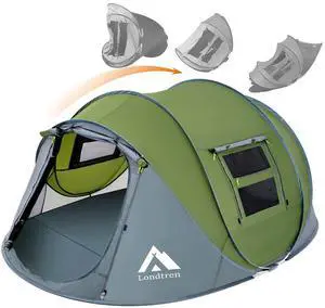Pop Up Tents for Camping 4 Person Waterproof Military Popup Tent Camping Easy Up Camping Tents Instant Pop Up Tent Big Green
