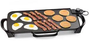 07061 22-inch Electric Griddle With Removable Handles, Black, 22-inch