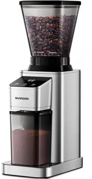 Professional Conical Burr Coffee Grinder, Coffee Bean Grinder with 48 Grind Settings for Espresso, Drip & French Press, Upgraded Anti-Static Technology, Precision Timer, Stainless Steel