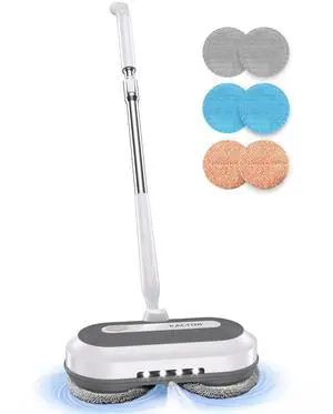 Cordless Electric Spin Mop, Electric Floor Cleaner with Water Sprayer & LED Headlight, 50mins Working Time, 290ml Water Tank, Adjustable Tube, Self-Propelled Multi-Surfaces Floor Mop for Home Cleaning