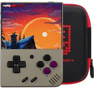 Mini Plus with Portable Case Retro Emulator Handheld Game Console Latest Version with WiFi & RTC, 3.5 640*480 IPS Screen 3000mAh Battery, Gray 64GB
