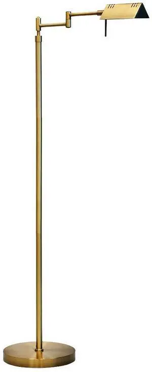 Dimmable LED Pharmacy Floor Lamp, 12W LED, Full Range Dimming, 360 Degree Swing Arms, Adjustable Heights, Standing Lamp for Reading, Sewing, and Craft, ETL Listed, Antique Brass (Gold)