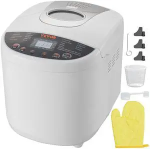 Bread Maker, 19-in-1 2LB Dough Machine, Nonstick Ceramic Pan Automatic Breadmaker with Gluten Free Setting, Whole Wheat Bread Making, Digital, Programmable, 3 Loaf Sizes, 3 Crust Colors, White