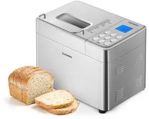 Bread Maker Machine with 15 Menu Options + 3 Crust Colors, 2 lbs Bread Machine with Automatic Fruit & Nut Dispenser, Includes 6 Accessories, Ideal Breadmaker for Sourdough (CBM-AAB101S)