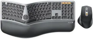 Ergonomic Keyboard Mouse, EKM01 Plus Full Size Wireless Bluetooth Ergo Keyboard Mouse Combo, Cushioned Palm Rest, Split Design, Rechargeable, Compatible for Windows, Mac OS - Gray and Black Ergonomic Keyboard Mouse, EKM01 Plus Full Size Wireless Bluetooth Ergo Keyboard Mouse Combo, Cushioned Palm Rest, Split Design, Rechargeable, Compatible for Windows, Mac OS - Gray and Black