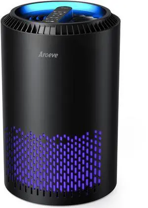 Air Purifiers for Bedroom Home, Air Purifier For Smoke Pollen Dander Hair Smell Air Cleaner with Sleep Mode Speed Control For Bedroom Office, MK01- Black(Available for California)