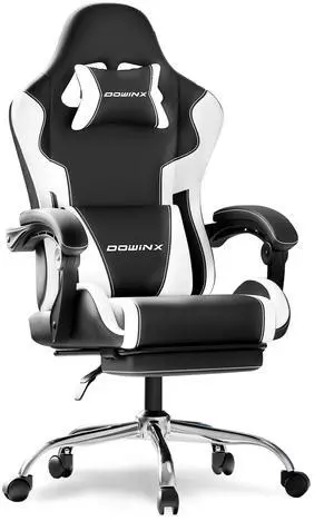Ergonomic Gaming Chair with Footrest, Heavy Duty 330lbs Office Chair, Massage Lumbar Support, Adjustable Height & Headrest Pillow, Comfortable for Back Pain Relief, Streaming, Long Gaming, White Ergonomic Gaming Chair with Footrest, Heavy Duty 330lbs Office Chair, Massage Lumbar Support, Adjustable Height & Headrest Pillow, Comfortable for Back Pain Relief, Streaming, Long Gaming, White