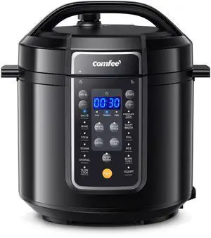 9-in-1 Electric Pressure Cooker, 14 Presets Instant Multi Slow Cooker Olla de Presion Non-Stick Pot Rice , Yogurt Maker, Sauté Steamer, Black , 6 Quarts