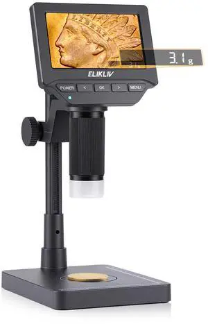 EDM4C Coin Microscope with Scale4.3" Digital Microscope with Adjustable LED, Error Coin Magnifier with Screen & Weighing Scope for Collectors, Jewelers, Students, Windows/Mac Compatible