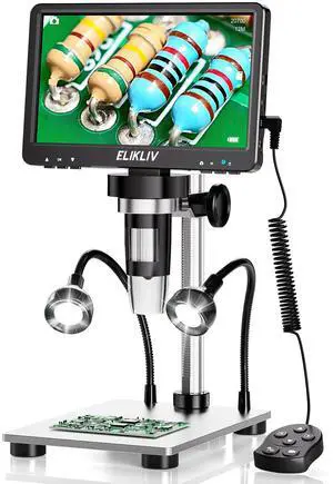 1200X Digital Microscope 7'' Screen, 1080P Coin Magnifier with 12MP Camera Sensor, 10 LED Lights - Microscope for Adults, Windows/Mac OS Compatible, Model EDM9