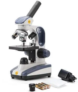 Compound Monocular Microscope SW200DL with 40X-1000X Magnification, Dual Light, Precision Fine Focus, Wide-Field 25X Eyepiece and Cordless Capability for Student Beginner