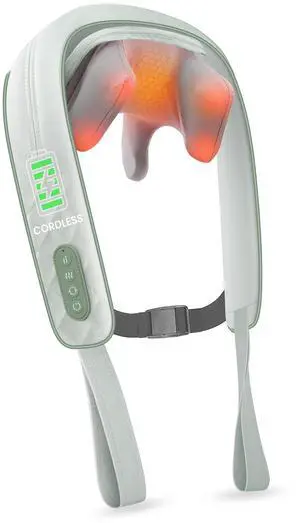 Cordless Shiatsu Neck Massager with Heat, 4D Kneading Back Shoulder Massager Deep Tissue, Larger Massage & Heating Area, Gift for Mom Dad