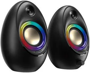 Computer Speakers for Desktop PC, Bluetooth 5.4 Desktop Speakers with 2 Speaker Units, Dynamic RGB Light USB Speaker, USB/Type-C Powered Plug & Play PC Speakers for Desktop, Laptops, Tablet