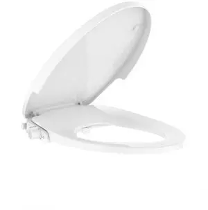 Bidet Toilet Seat for Round Toilet, Non-Electric Dual Nozzle Bidet Attachment with Soft Close Lid, Feminine Hygiene Toilet Seat Cover for Women, Easy Install, White, 17 Inch