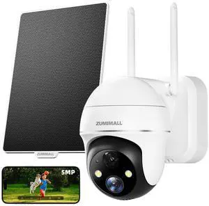 5MP Security Cameras Wireless Outdoor, Solar Security Camera Outdoor with 360° PTZ, Battery Powered Camera for Home Security Outside, Color Night Vision/2.4G WiFi/2-Way Talk/IP66/AI Detection