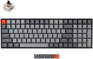 K4 96% Layout 100 Keys Wireless Bluetooth 5.1/Wired USB Mechanical Gaming Keyboard with Gateron G Pro Brown Switch White LED Backlight N-Key Rollover for Mac Windows PC-Version 2